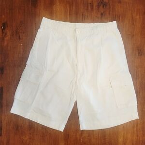 Classic White Linen Cargo Shorts for Men